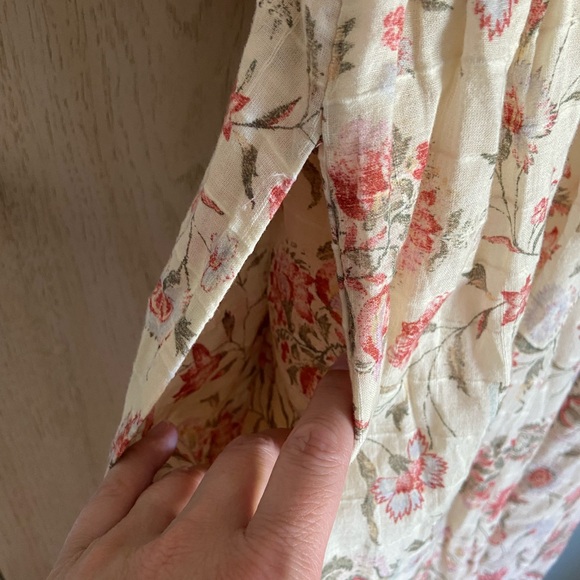 Free People Printed Oasis Shirred Smocked Square Neck Midi Dress Large - Picture 9 of 16